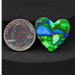 Natural Peacock Dahlia Heart Cabochon 25x25mm 20ct - Peacock Blue-Green Composite - Pedra Gems