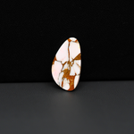 Stabilized Pink Dahlia Freeform Cabochon 21x12x3mm 8.5ct - soft pink and white with bronze veining, Kingman Arizona - Pedra Gems.
