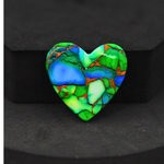 Natural Peacock Dahlia Heart Cabochon 25x25mm 20ct - Peacock Blue-Green Composite - Pedra Gems