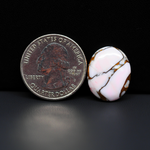 Stabilized Pink Dahlia Oval Cabochon 19x16x4mm 11.5ct - soft pink and white with bronze veining, Kingman Arizona - Pedra Gems.