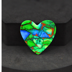 Natural Peacock Dahlia Heart Cabochon 25x25mm 20ct - Peacock Blue-Green Composite - Pedra Gems