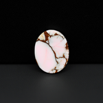 Stabilized Pink Dahlia Oval Cabochon 19x16x4mm 11.5ct - soft pink and white with bronze veining, Kingman Arizona - Pedra Gems.