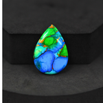 Natural Peacock Dahlia Pear Cabochon 27x20mm 15ct - Peacock Blue-Green Composite - Pedra Gems