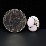 Stabilized Pink Dahlia Oval Cabochon 15x12x3mm 6ct - soft pink and white with bronze veining, Kingman Arizona - Pedra Gems.