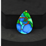 Natural Peacock Dahlia Pear Cabochon 27x20mm 15ct - Peacock Blue-Green Composite - Pedra Gems