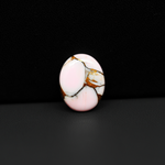 Stabilized Pink Dahlia Oval Cabochon 15x12x3mm 6ct - soft pink and white with bronze veining, Kingman Arizona - Pedra Gems.