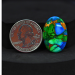Natural Peacock Dahlia Oval Cabochon 26x17mm 16ct - Peacock Blue-Green Composite - Pedra Gems
