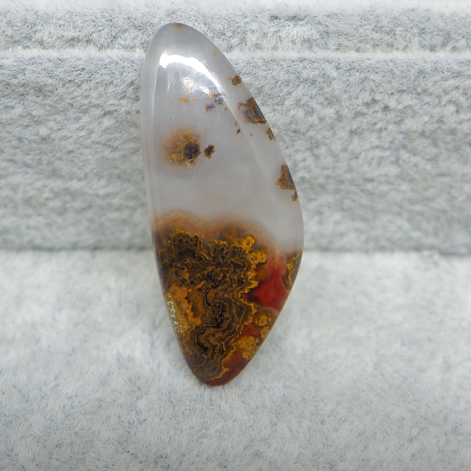 Natural Seam Agate free form triangle cabochon 34x14mm front view