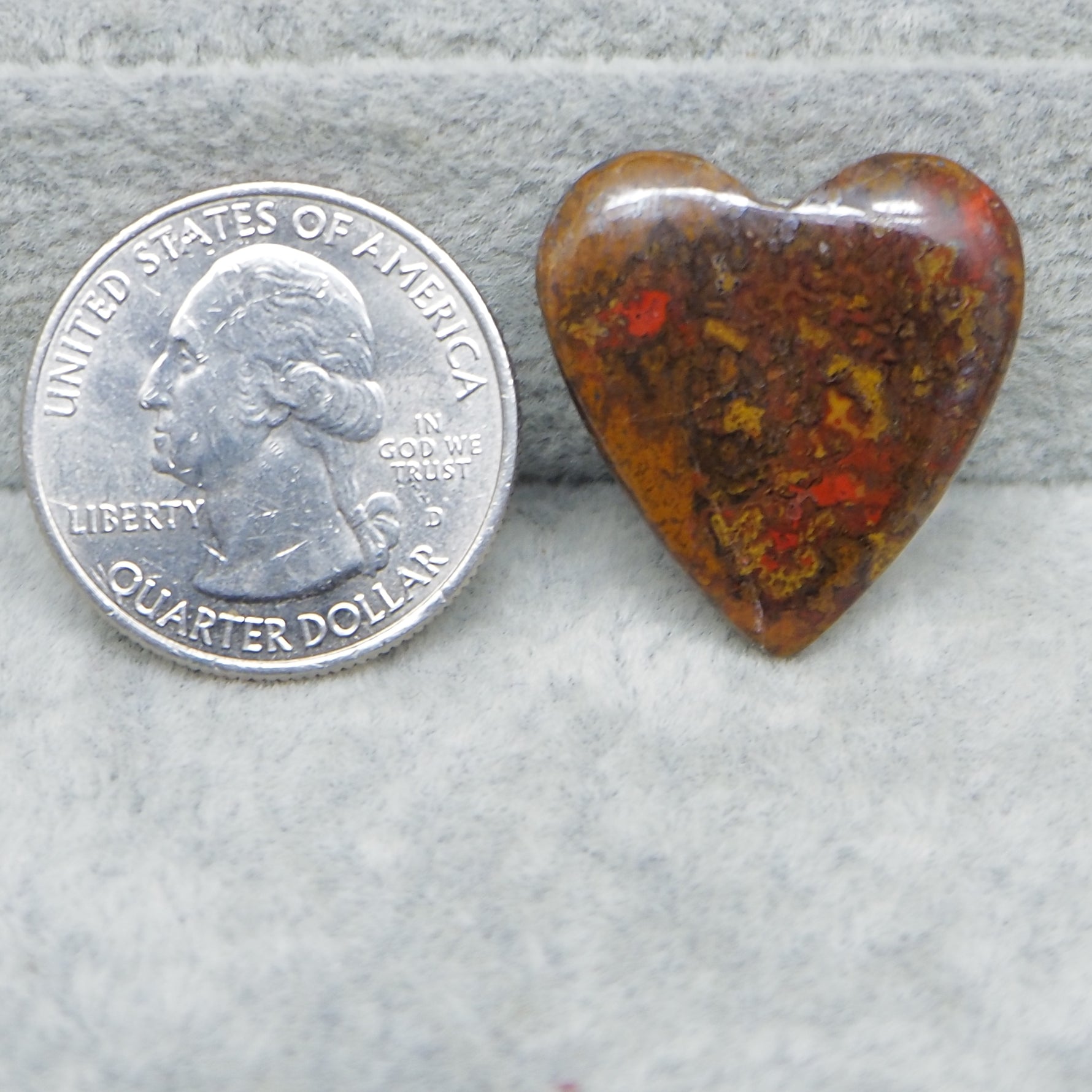 Large natural Seam Agate heart shape cabochon 24x23mm front view