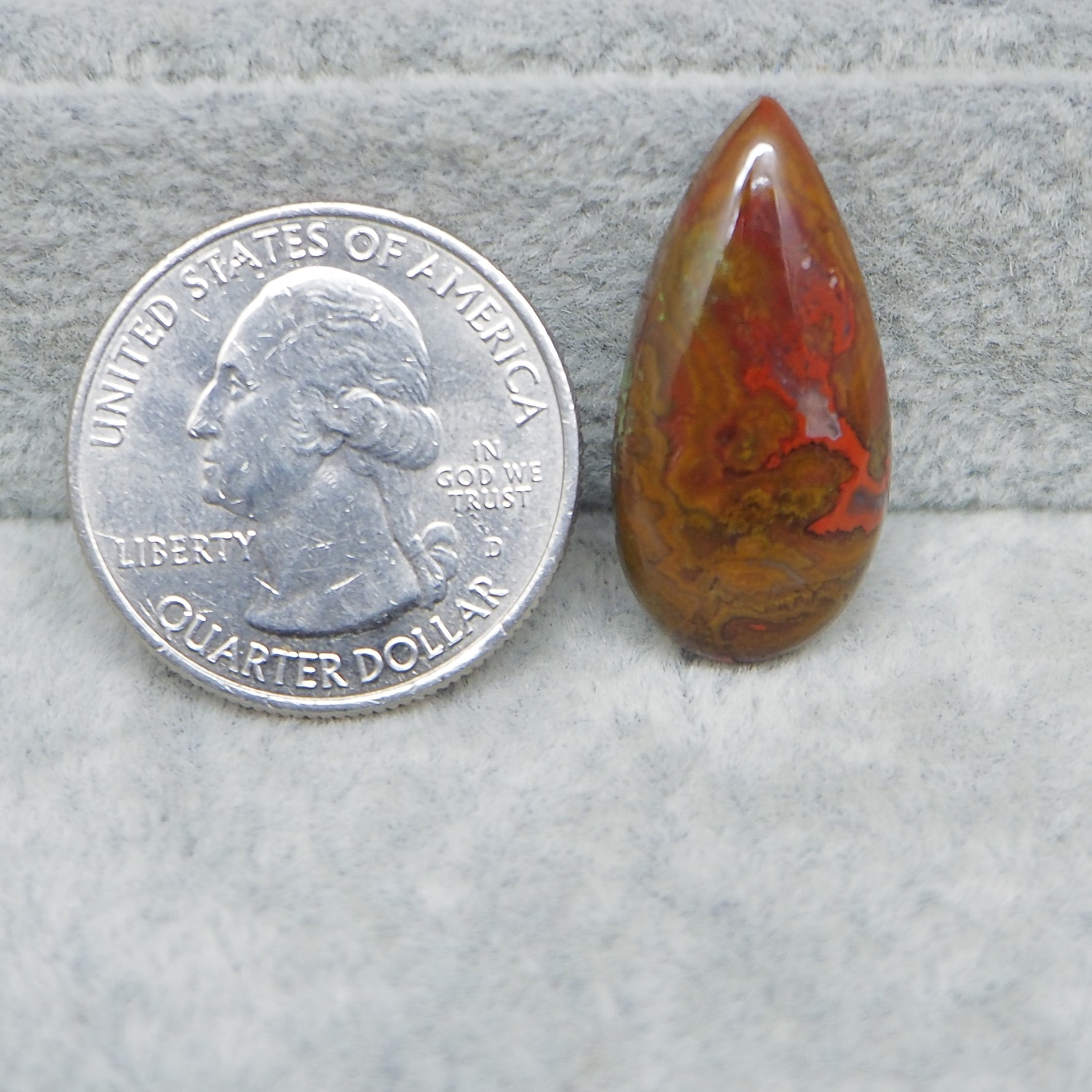 Natural banded agate pear gemstone close-up pattern detail