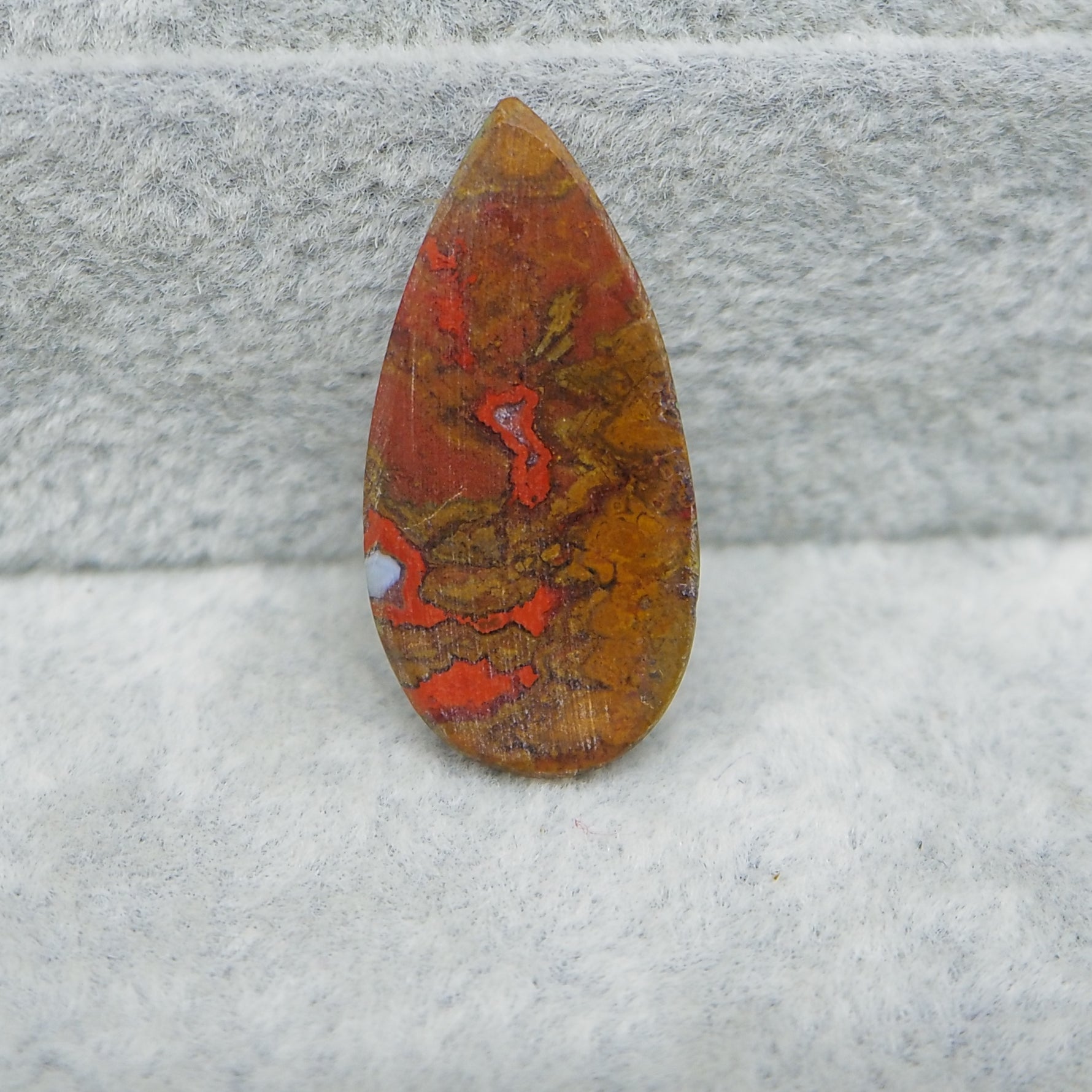  Natural Seam Agate pear shape cabochon 26x13mm front view
