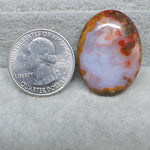Natural red yellow white Seam Agate oval cabochon 30x22mm front view