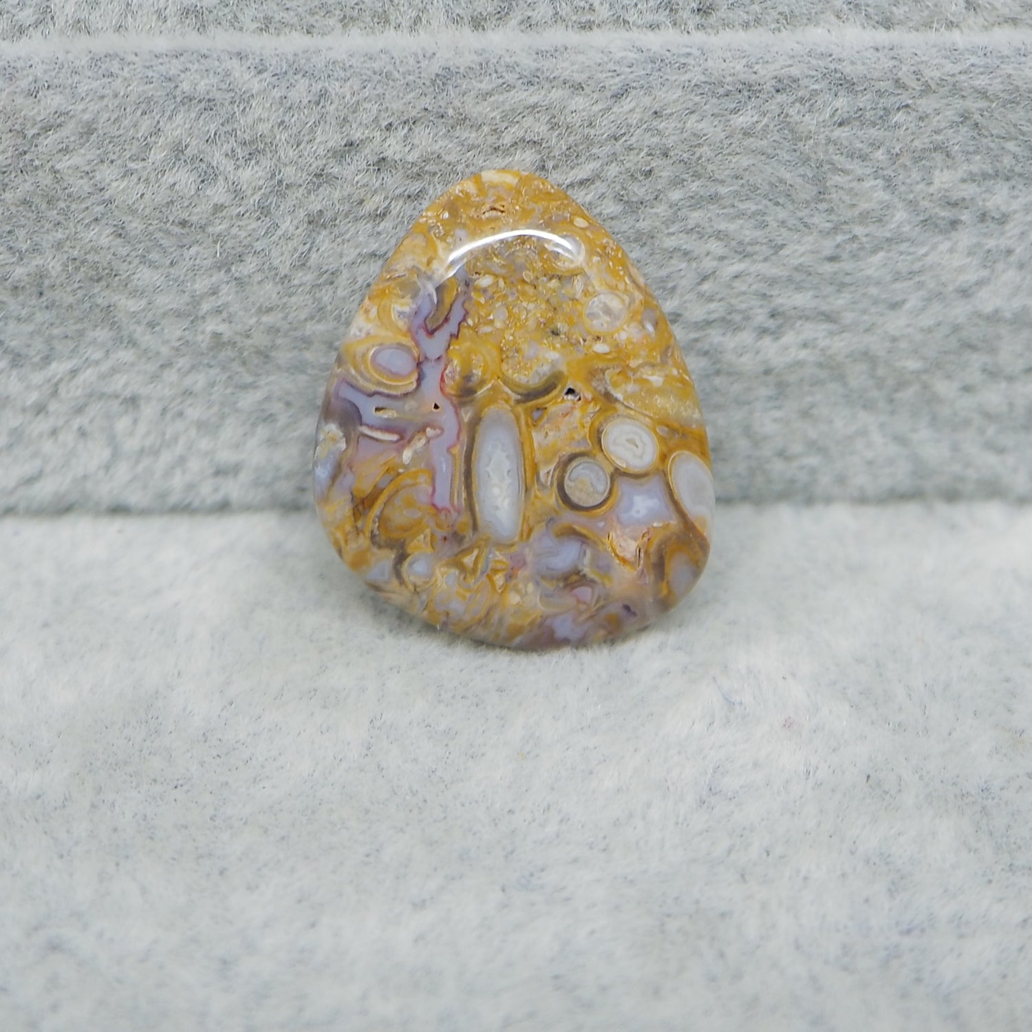 Natural Seam Agate free form egg triangle cabochon 21x17mm front view