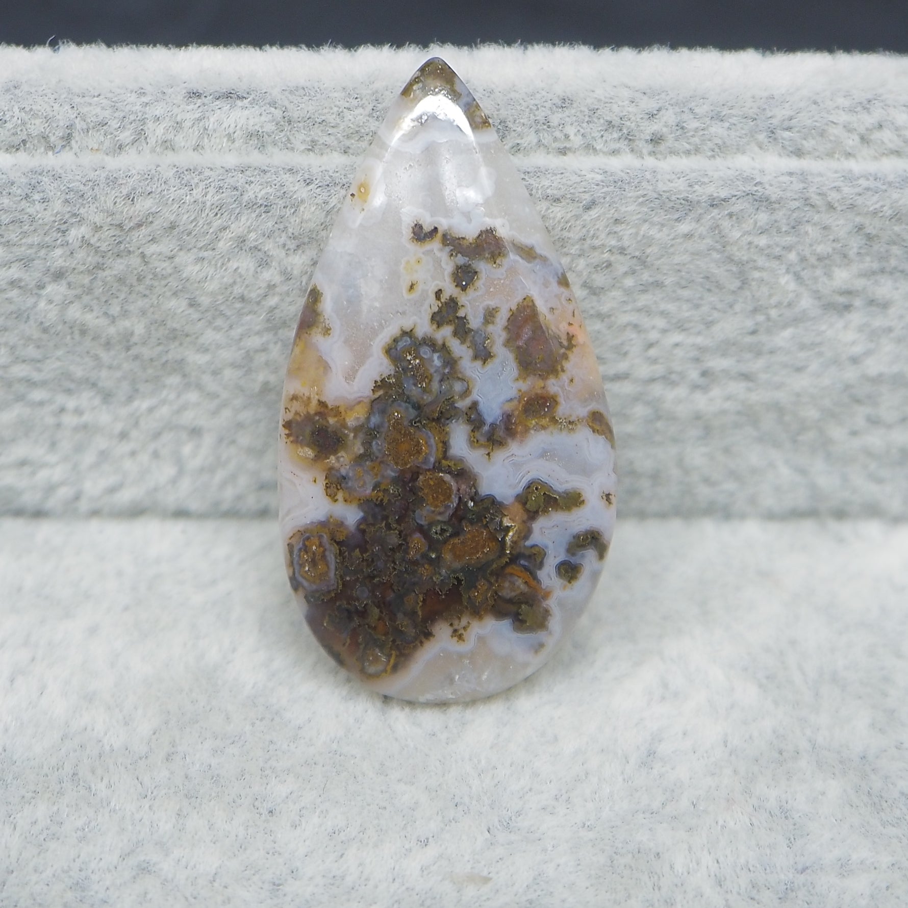  Small Seam Agate heart cabochon 6ct flat back ready to set