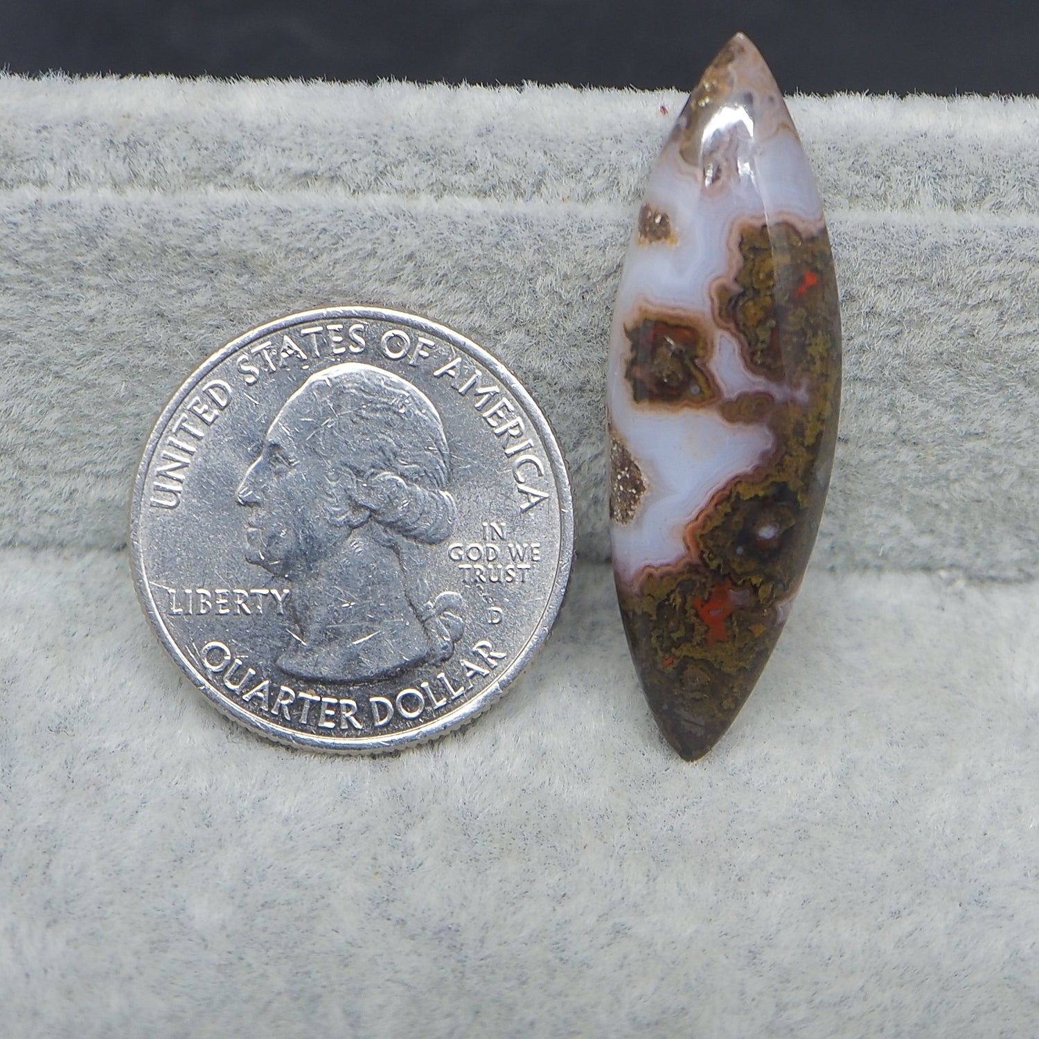 Seam Agate Marquise Cabochon 38x12mm 18.5ct – Natural Gemstone