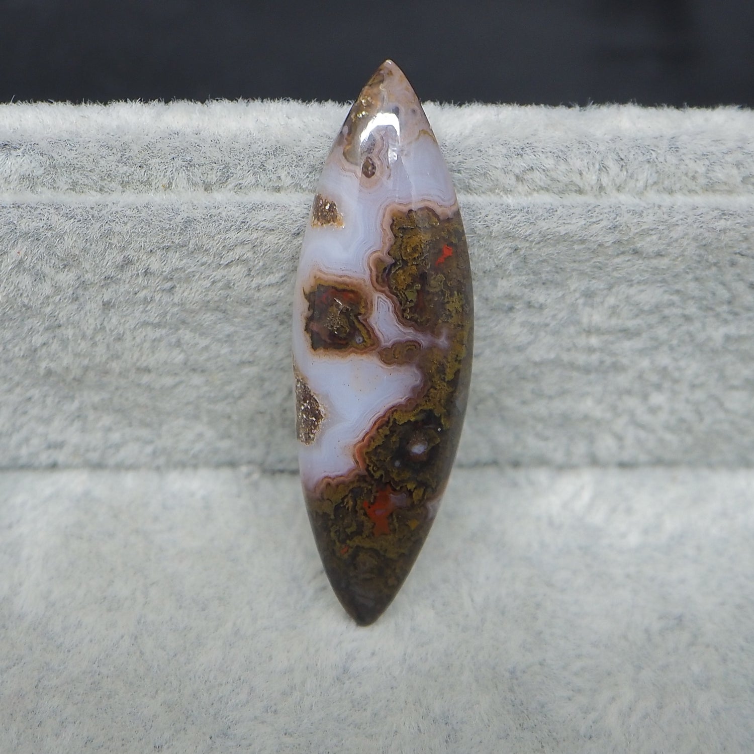 Seam Agate Marquise Cabochon 38x12mm 18.5ct – Natural Gemstone