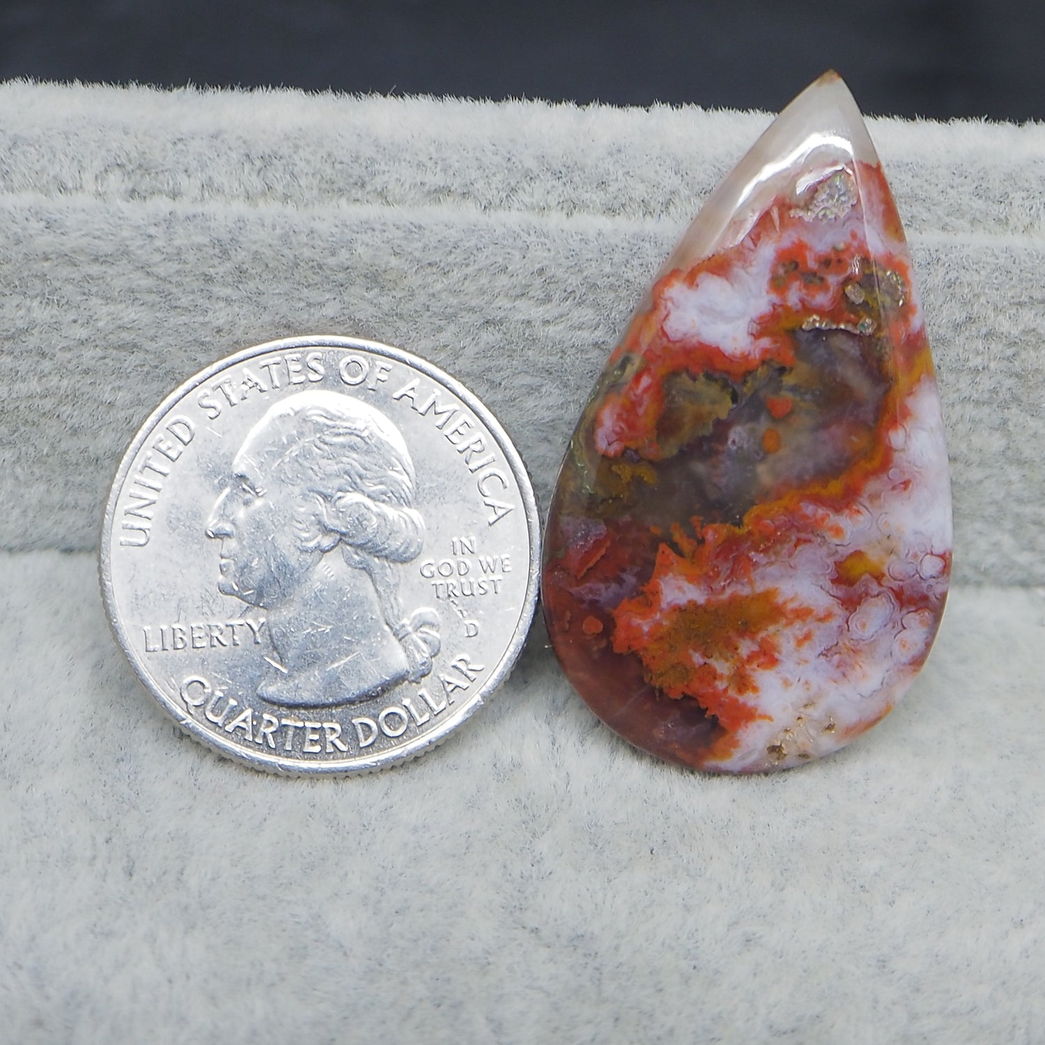 Seam Agate Pear Shape 28x22x5 Teardrop 28ct Cabochon