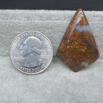 Natural Seam Agate diamond shape cabochon 35x24mm front view orange gold banding Pedra Gems