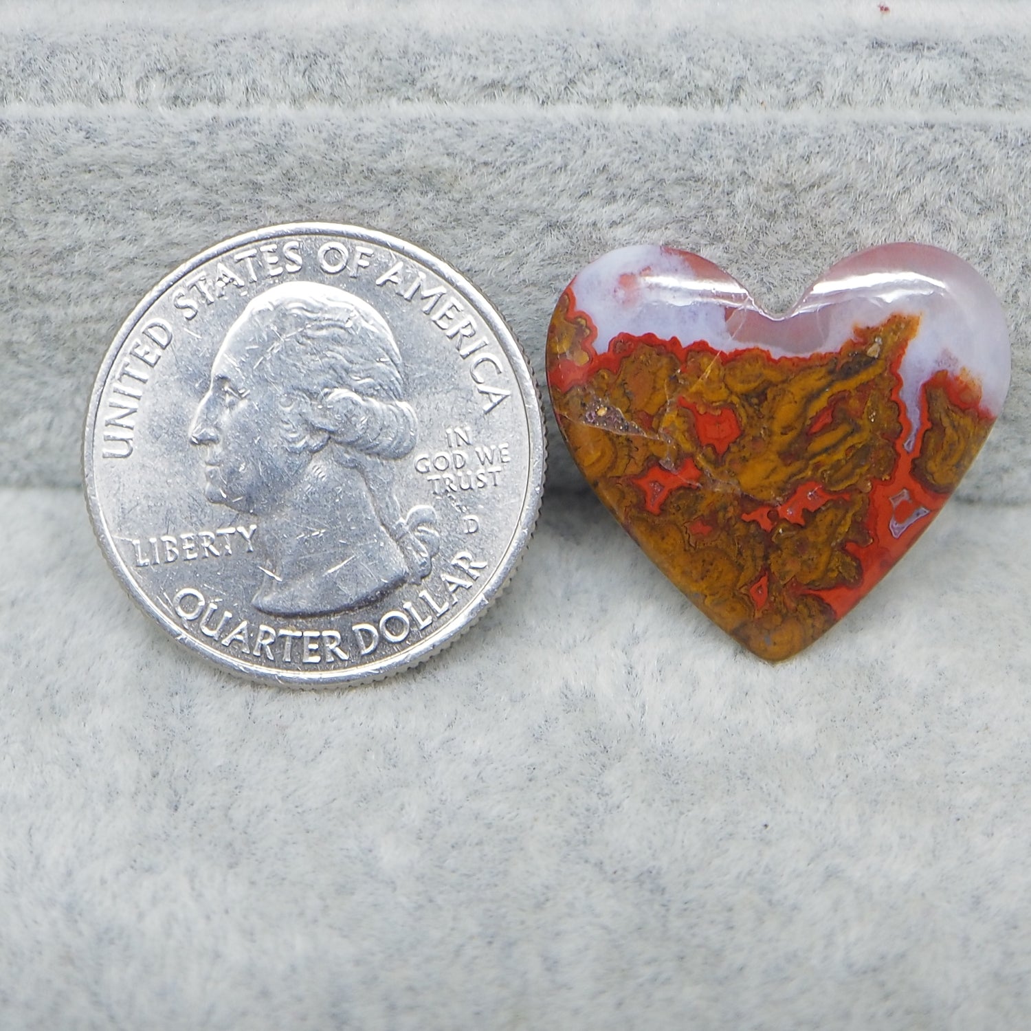 Seam Agate Heart Cabochon 21x24mm 14.5ct – Natural Gemstone Pedra Gems