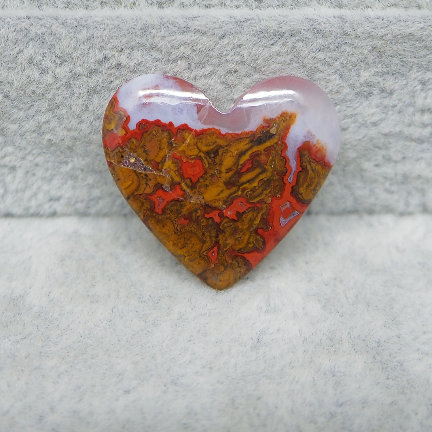 Seam Agate Heart Cabochon 21x24mm 14.5ct – Natural Gemstone Pedra Gems