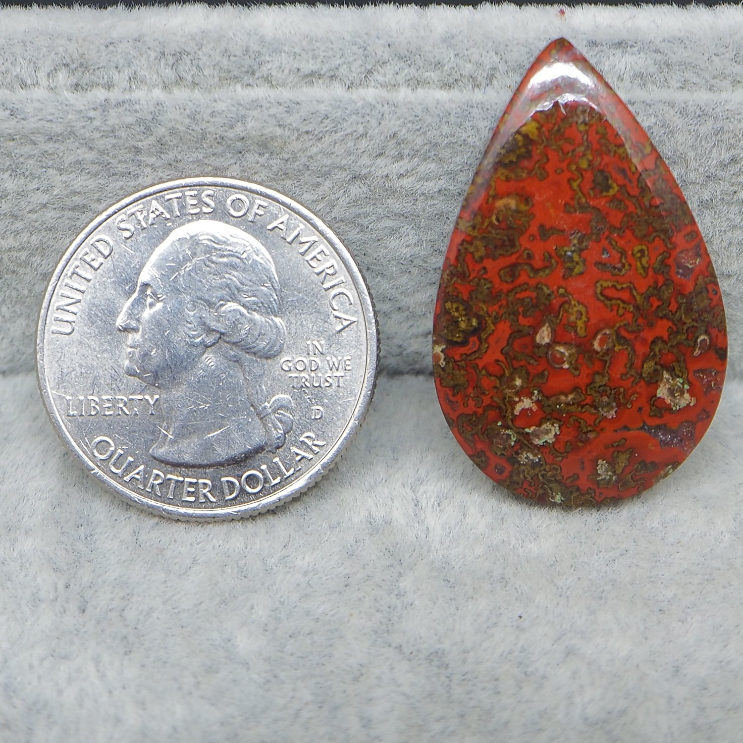  Natural Seam Agate diamond shape cabochon 32x20mm front view orange gold banding Pedra Gems