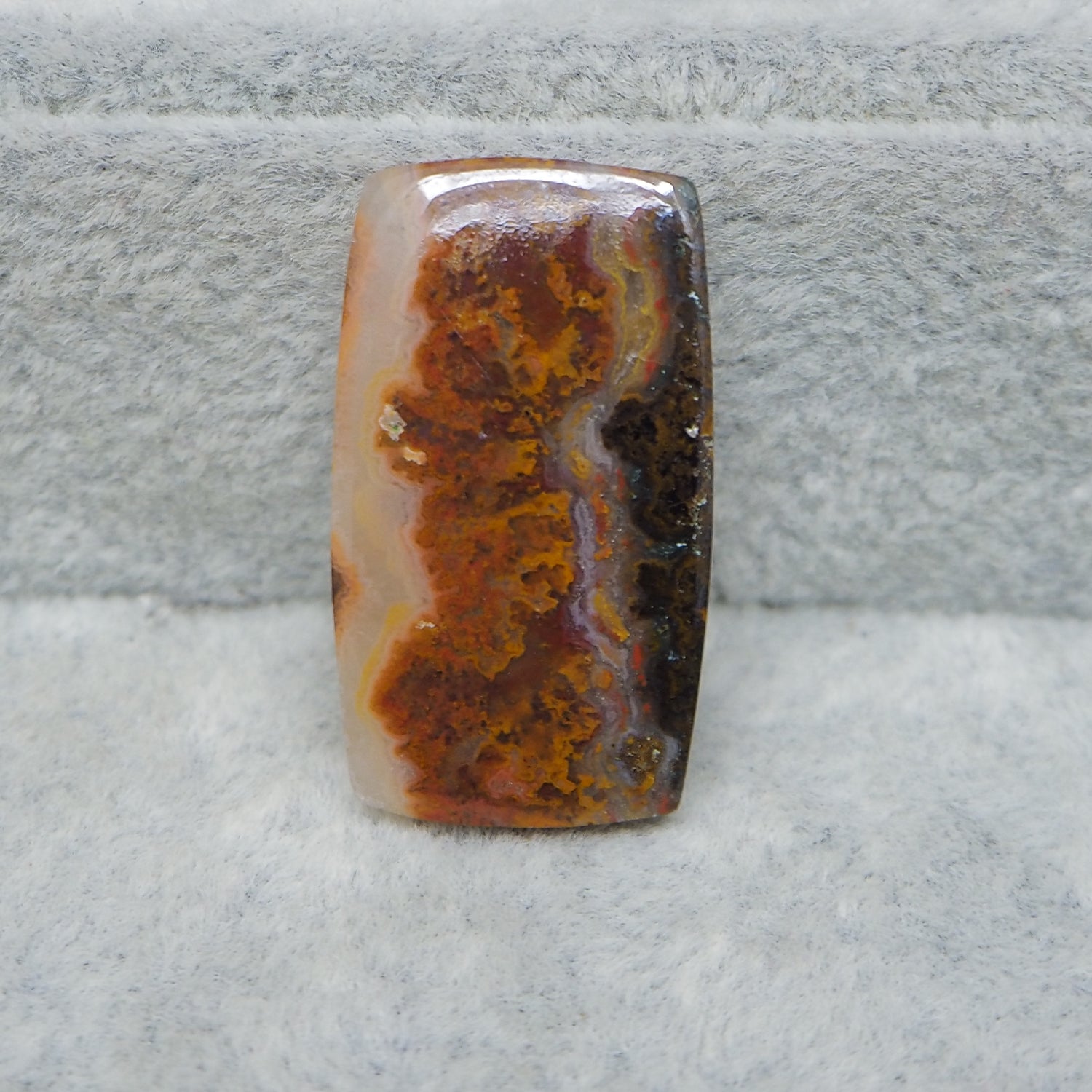 Natural banded agate mid-size baguette gemstone close-up pattern detail