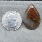  Natural Seam Agate baguette cabochon 31x20mm front view banding detail Pedra Gems