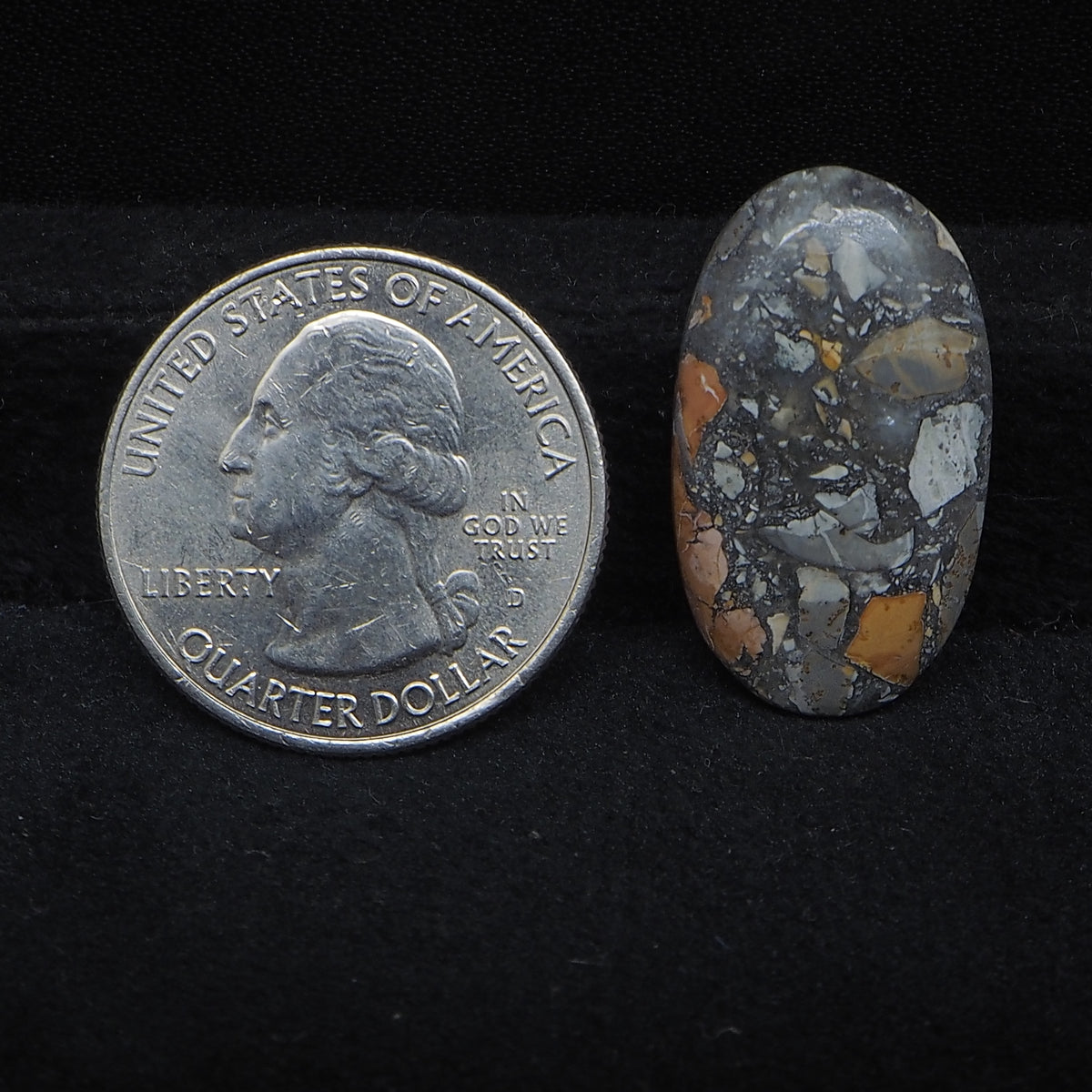 Natural Maligano Jasper cabochon 26x15mm oval front view matrix pattern Pedra Gems