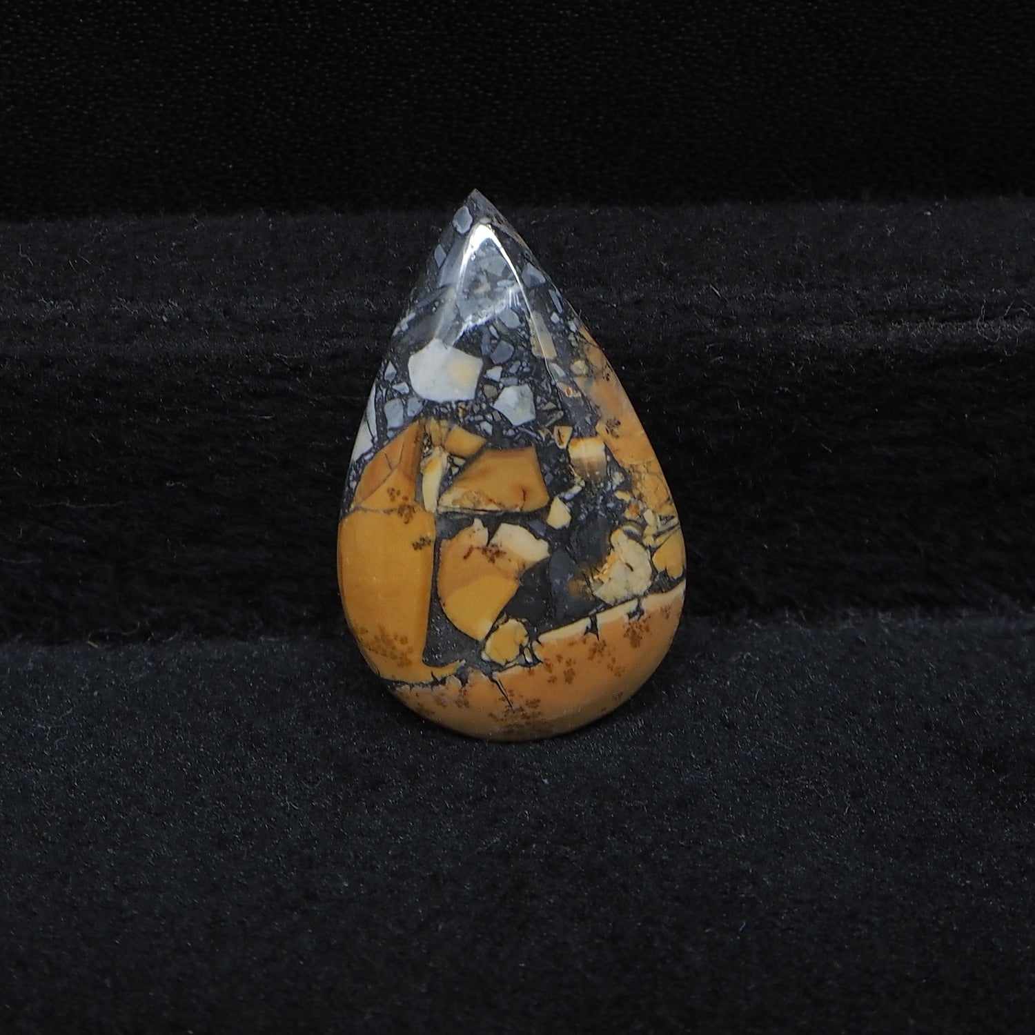 Maligano Jasper pear cabochon 12ct flat back ready to set Pedra Gems