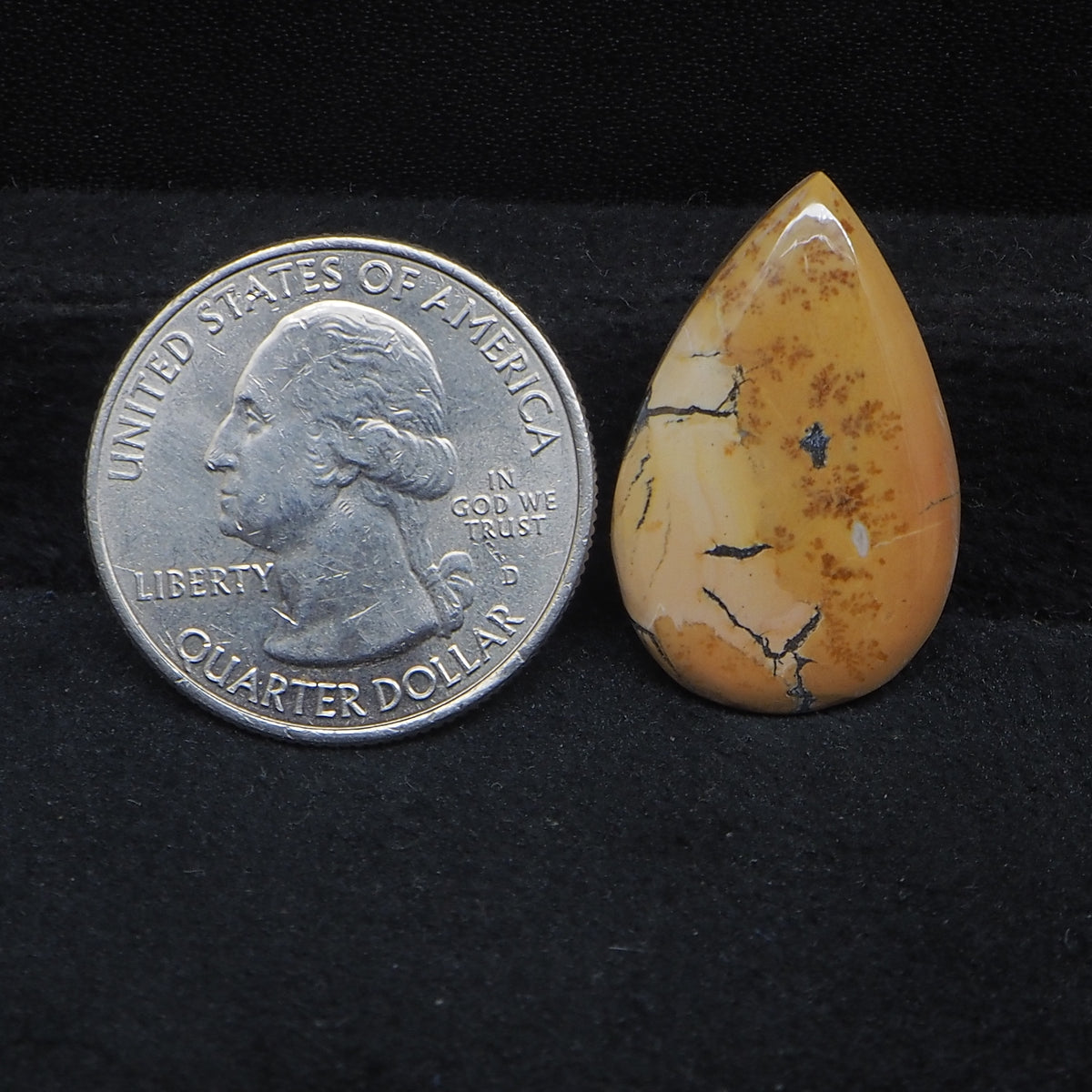 Natural Maligano Jasper cabochon 25x16mm pear front view matrix pattern Pedra Gems