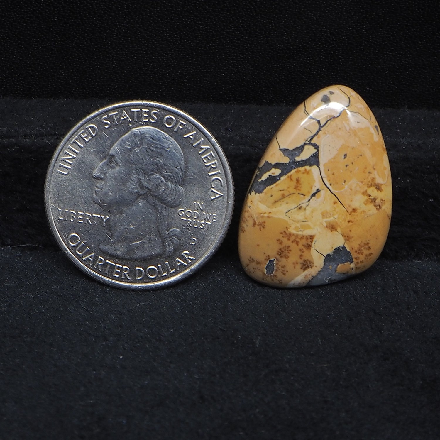 Natural Maligano Jasper cabochon 27x19mm freeform front view matrix pattern Pedra Gems