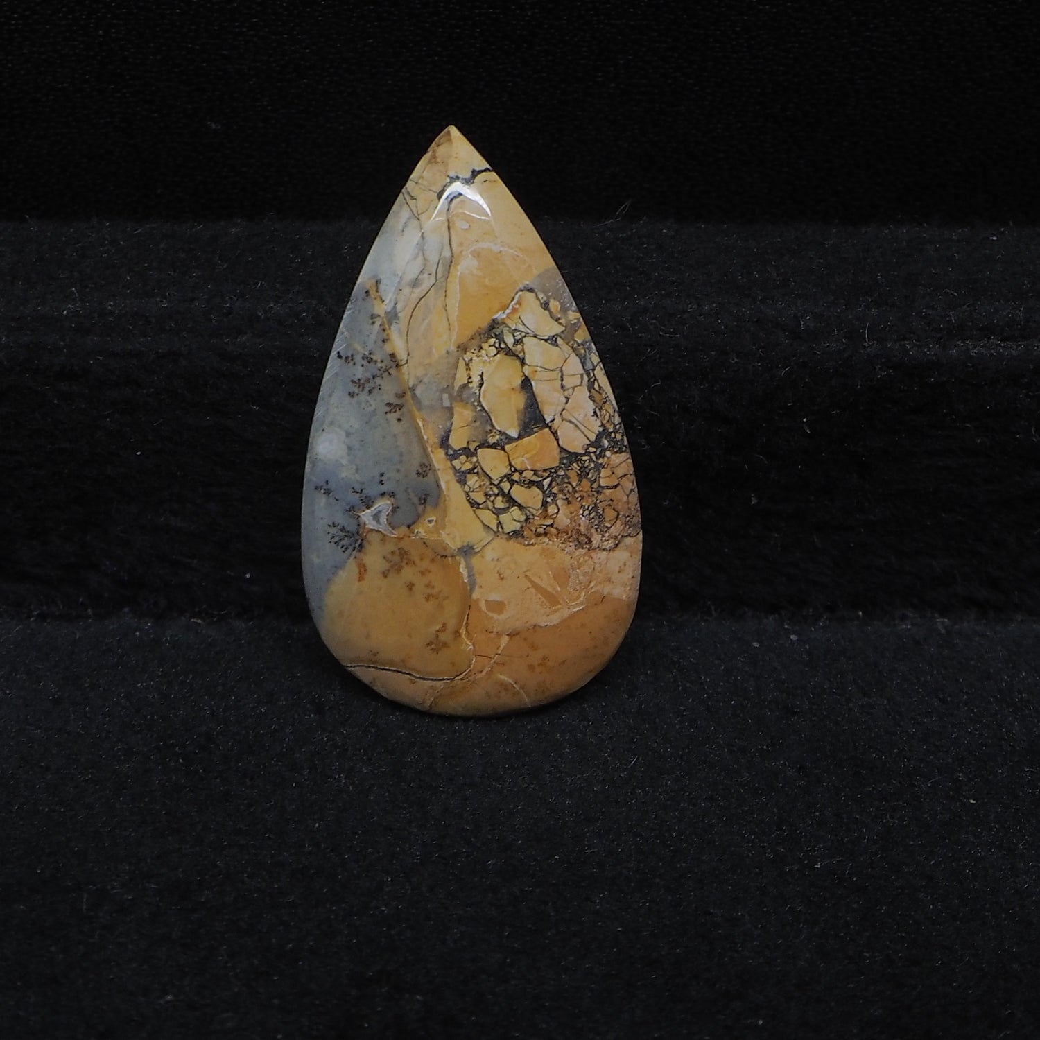 Maligano Jasper pear cabochon 15ct flat back ready to set Pedra Gems