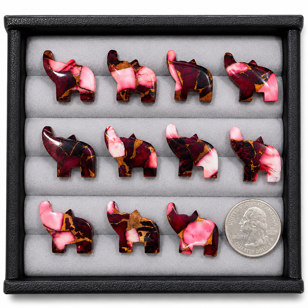 Elephant Cabochon Dahlia, Cotton Candy, Black Onyx