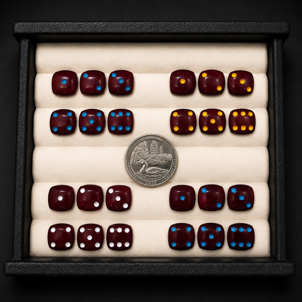 Burgundy Billiard Ball Dice Cabochon Set 6 Pcs 12mm