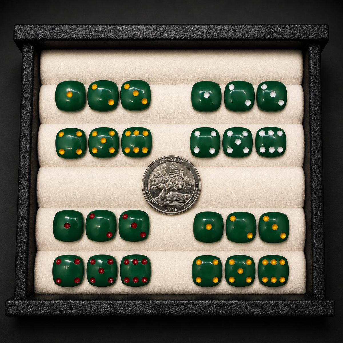 Green billiard ball dice cabochon set 6 pcs 12mm flat back Pedra Gems