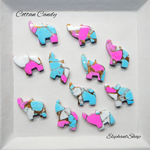 Cotton Candy elephant shape cabochon pastel pink blue composite Pedra Gems