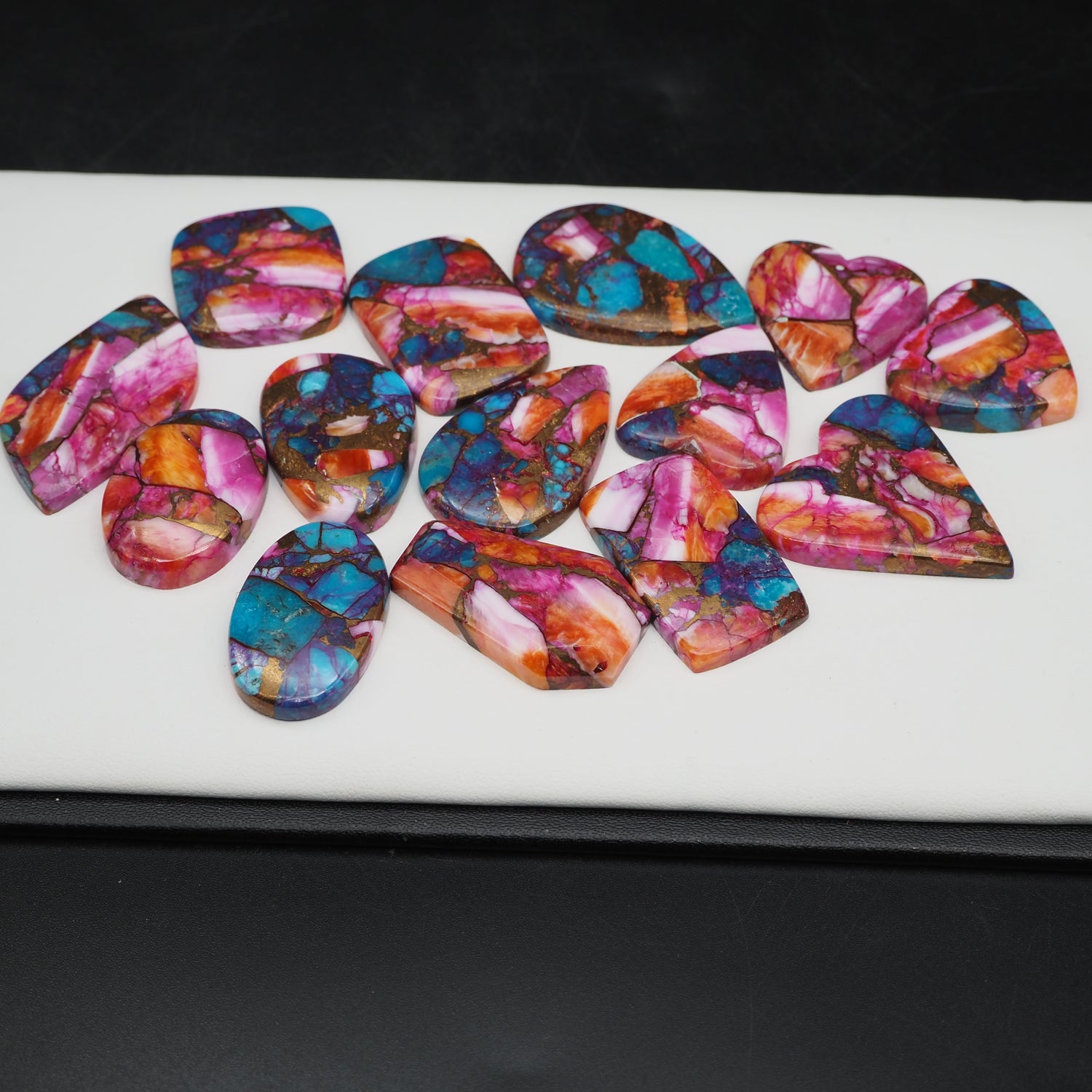 Pink Oyster Cabochon Lot Mix Shape Pink Oyster Copper Turquoise Gemstone Lot Semi-Precious Stone