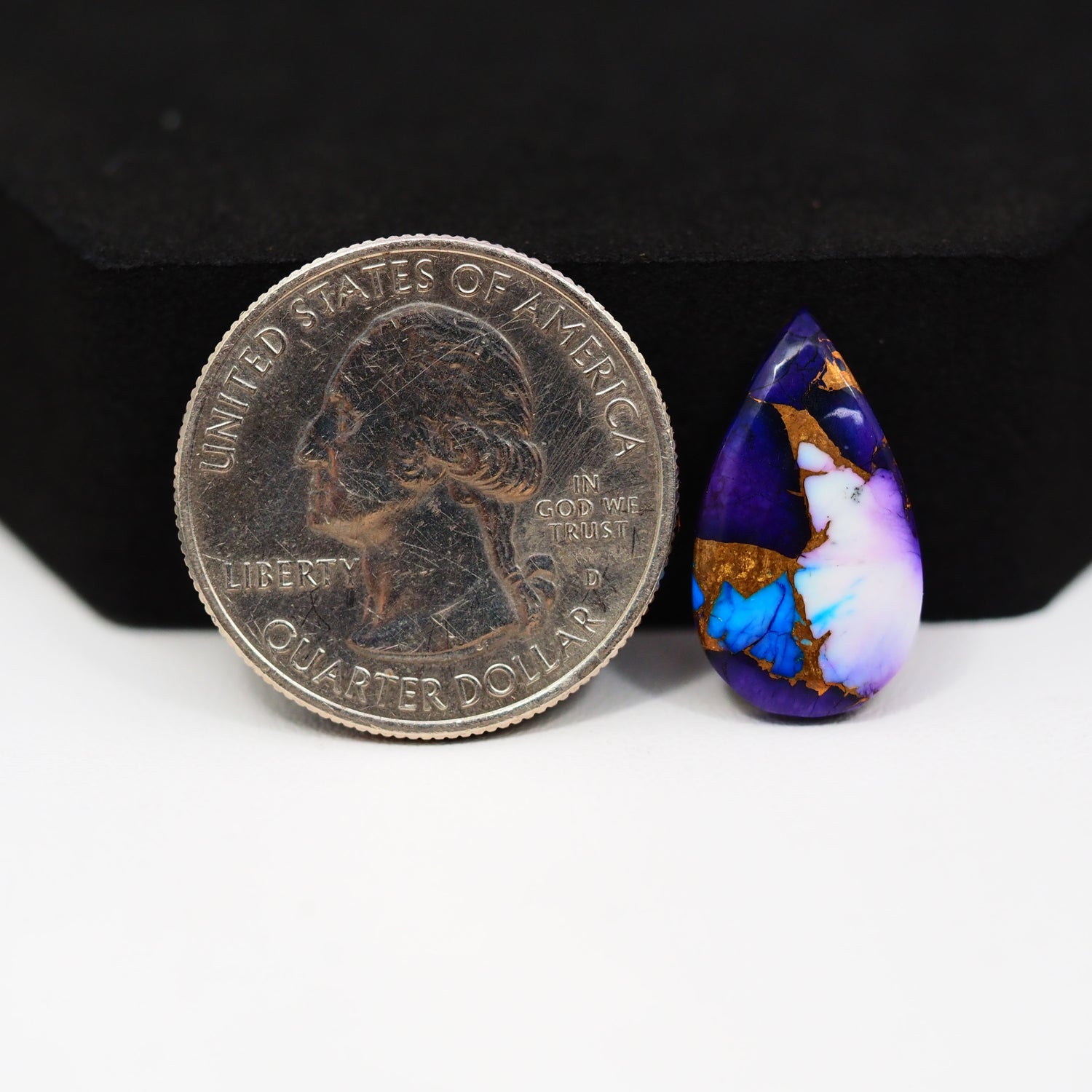 Purple Ice Rose Dahlia Cabochon 19x11mm 7ct Pear