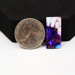 Purple Ice Rose Dahlia baguette cabochon 24x12mm 11ct front view deep purple white pink accents Pedra Gems