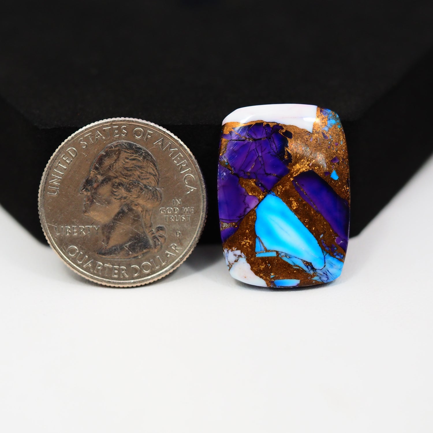 Purple Ice Rose Dahlia Cabochon 26x19mm 22ct Rectangle