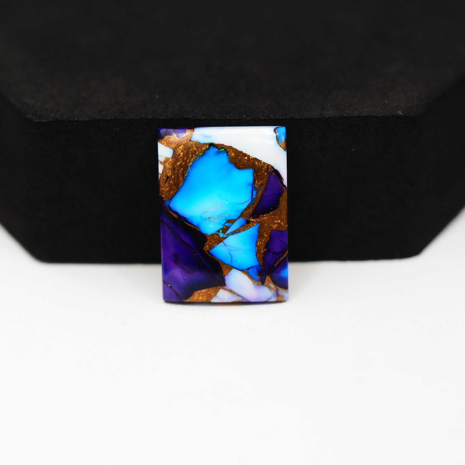 Purple Ice Rose Dahlia Cabochon 20x15mm 14.5ct Rectangle - side angle