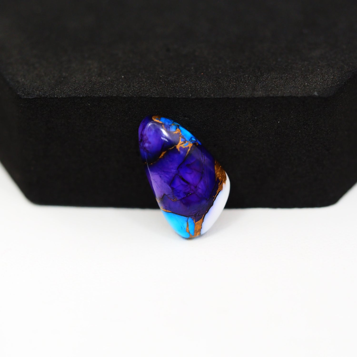 Purple Ice Rose Dahlia Cabochon 18x11mm 7.5ct Freeform - side angle