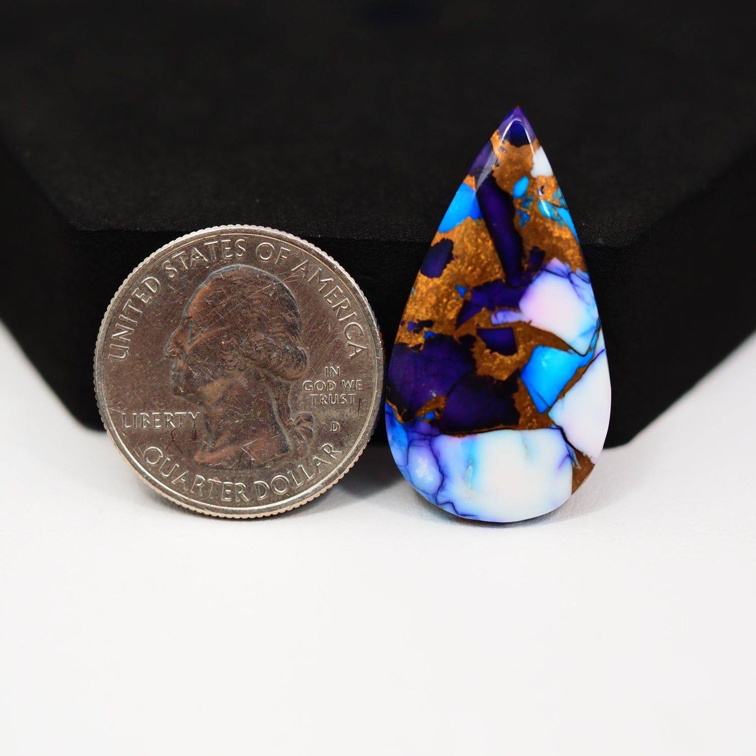 Purple Ice Rose Dahlia Cabochon 34x18mm 24.5ct Pear - Pedra Gems