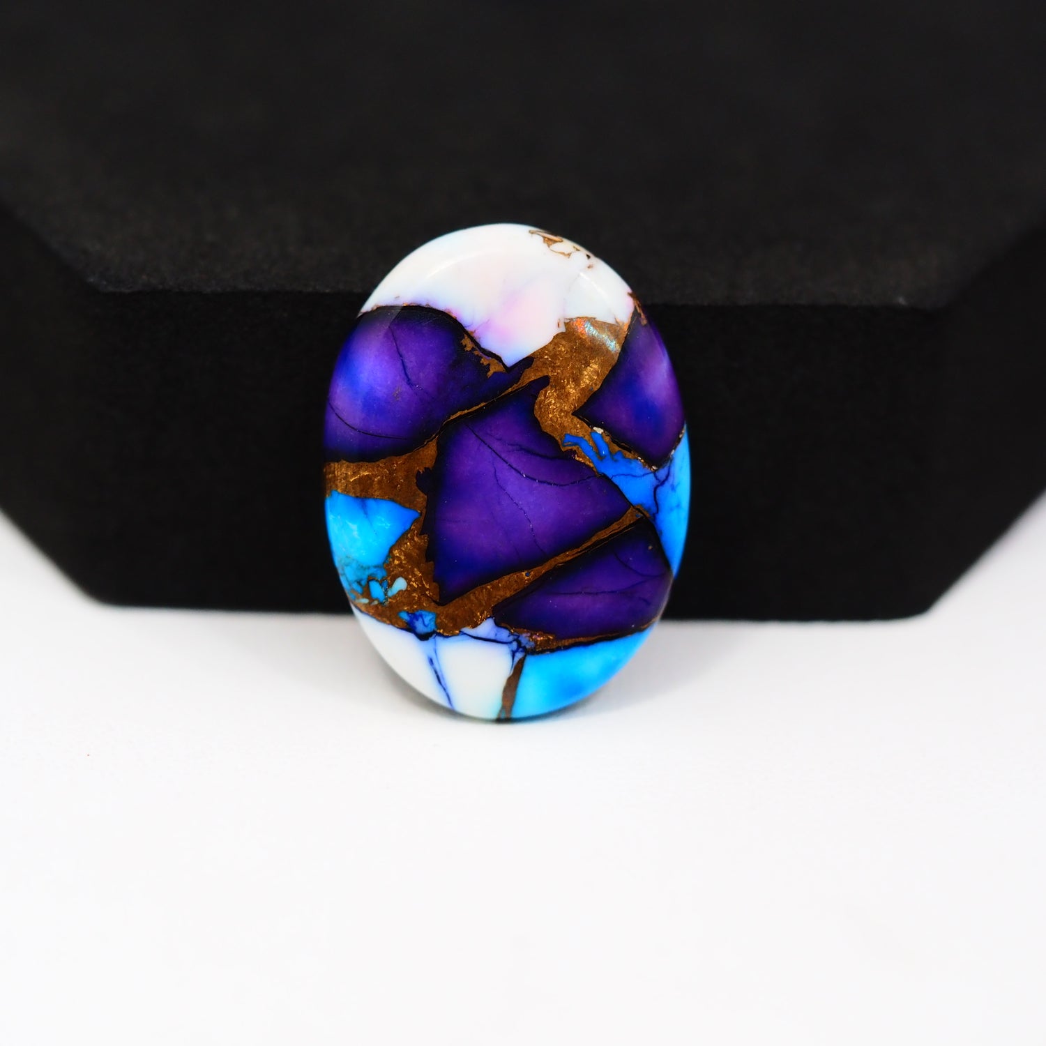 Purple Ice Rose Dahlia Cabochon 26x20mm 17ct Oval - side angle