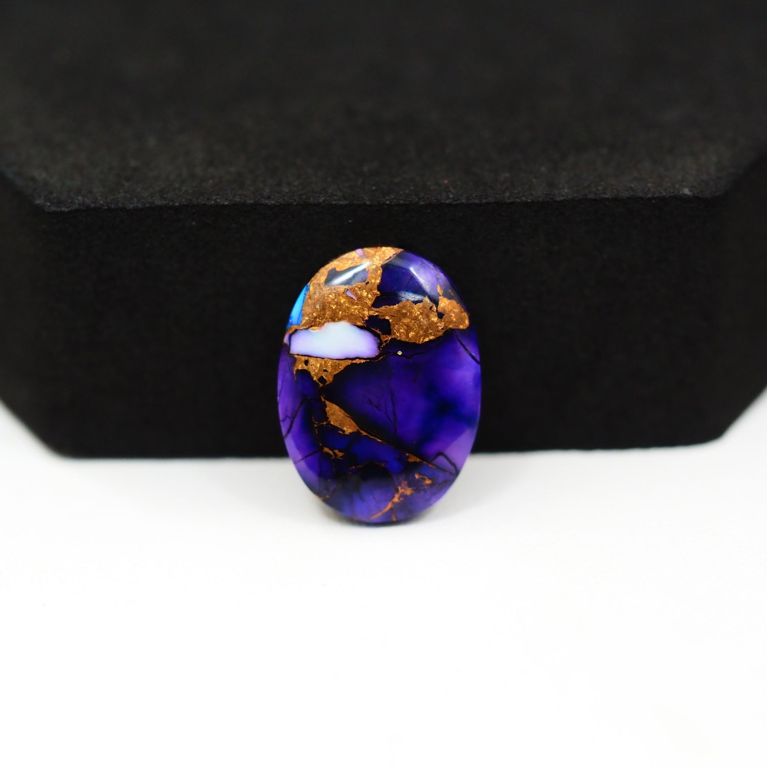 Purple Ice Rose Dahlia Cabochon 19x13mm 8ct Oval - side angle