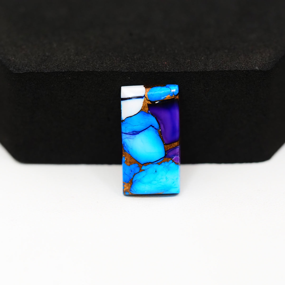Purple Ice Rose Dahlia Cabochon 19x10mm 8.5ct Rectangle - side angle