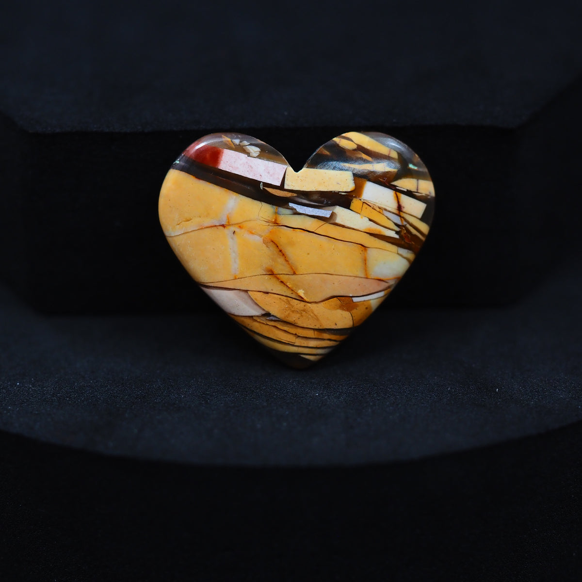 Brecciated Mookaite heart cabochon 14.5ct flat back ready to set Pedra Gems