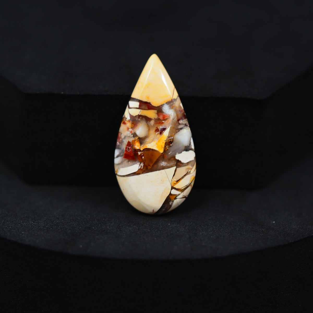 Brecciated Mookaite pear cabochon 11.5ct flat back ready to set Pedra Gems
