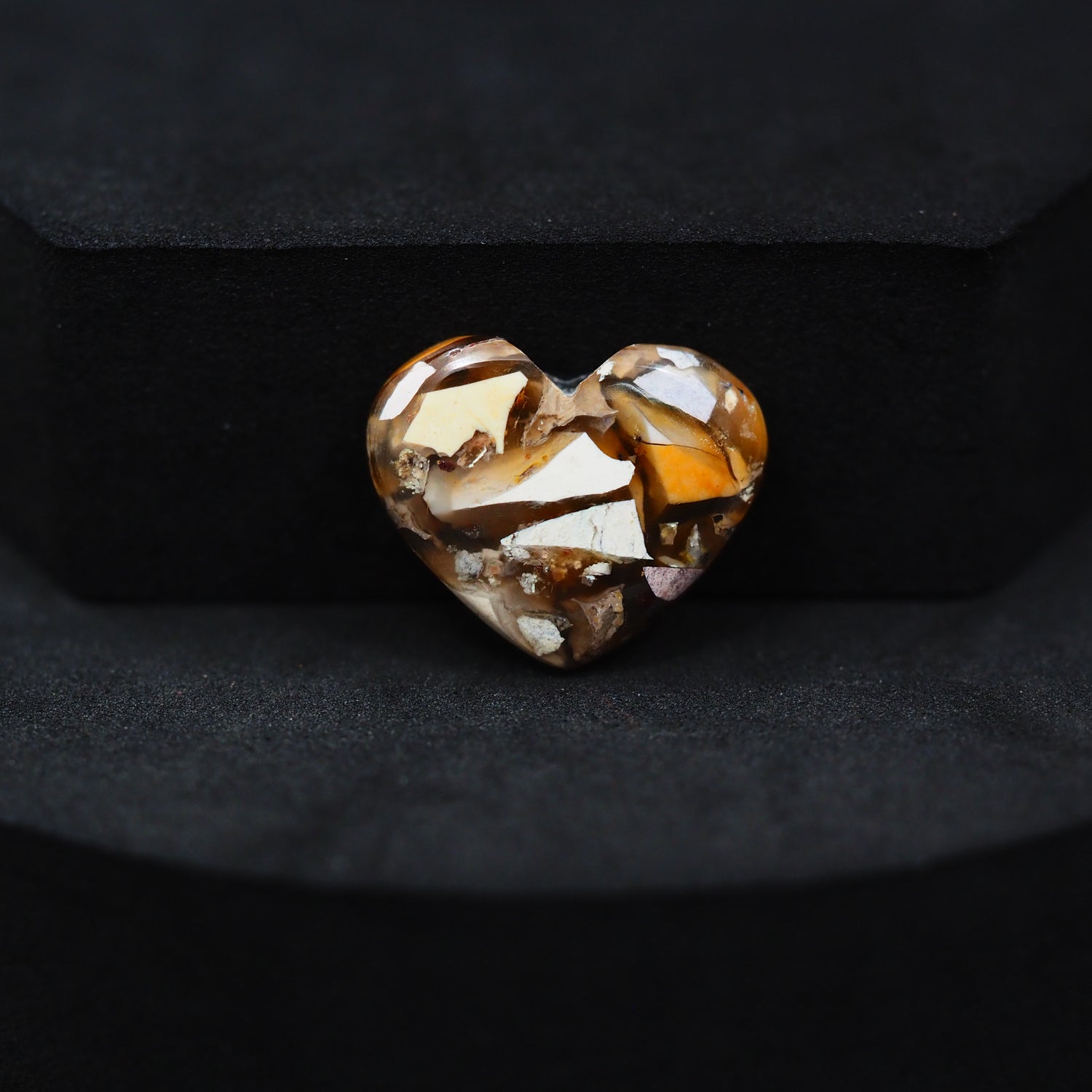 Brecciated Mookaite heart cabochon 9ct flat back ready to set Pedra Gems