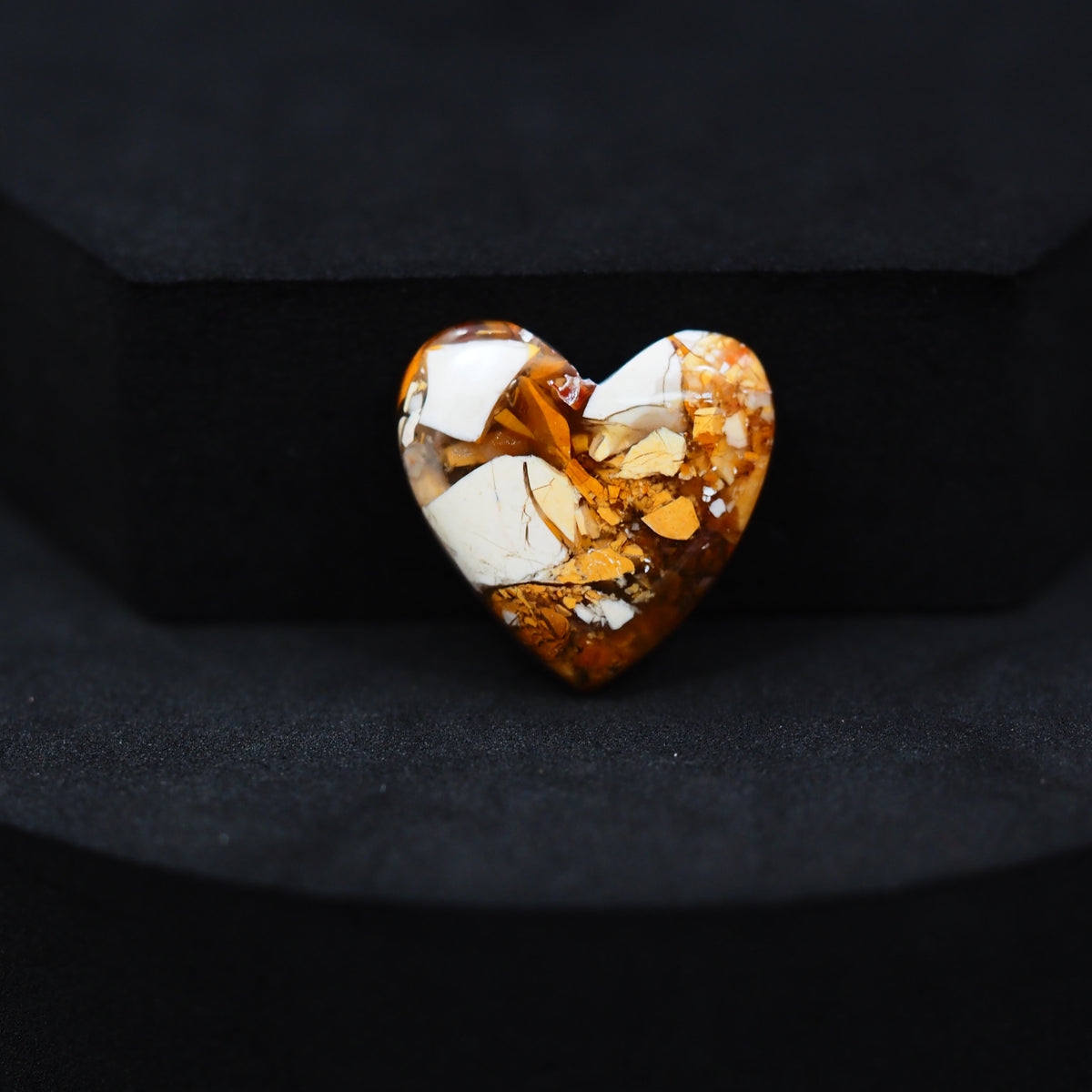 Brecciated Mookaite heart cabochon 12ct flat back ready to set Pedra Gems